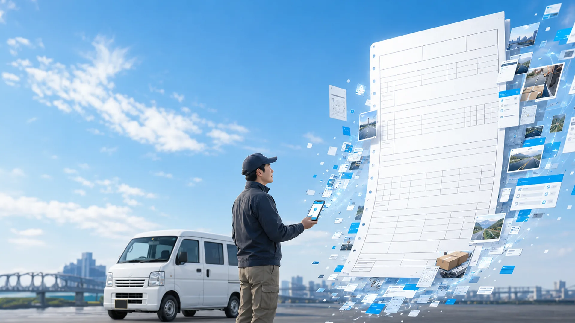 スマートフォンで残した毎日の記録が必要な書類につながる軽ナビのイメージ